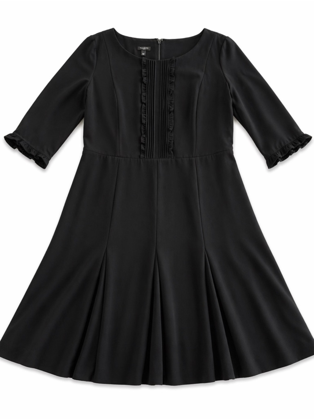 Talbots Black Fit & Flare Dress – Size 14W | 3/4 Sleeve